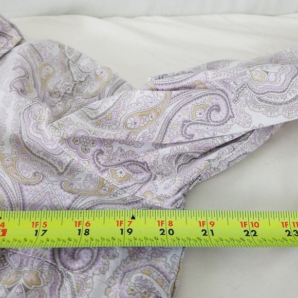 Attention Shirt Womens XL Top Paisley Long Split Cuff Sleeve Collared Button Up - Picture 6 of 8